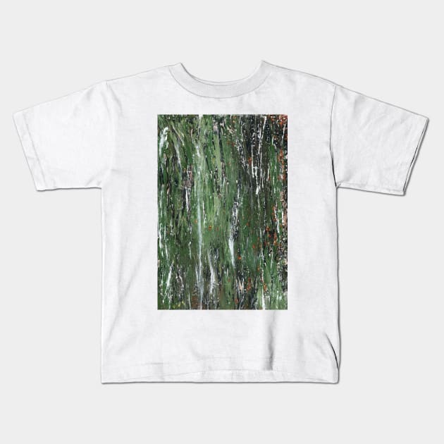 Moss and lichen on fencepost I/III Kids T-Shirt by FJBourne